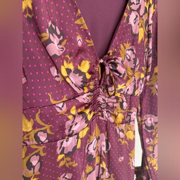 Free People Morning Light Mini Dress Women’s Size 2 Floral Polka Dot Long Sleeve - Picture 3 of 9